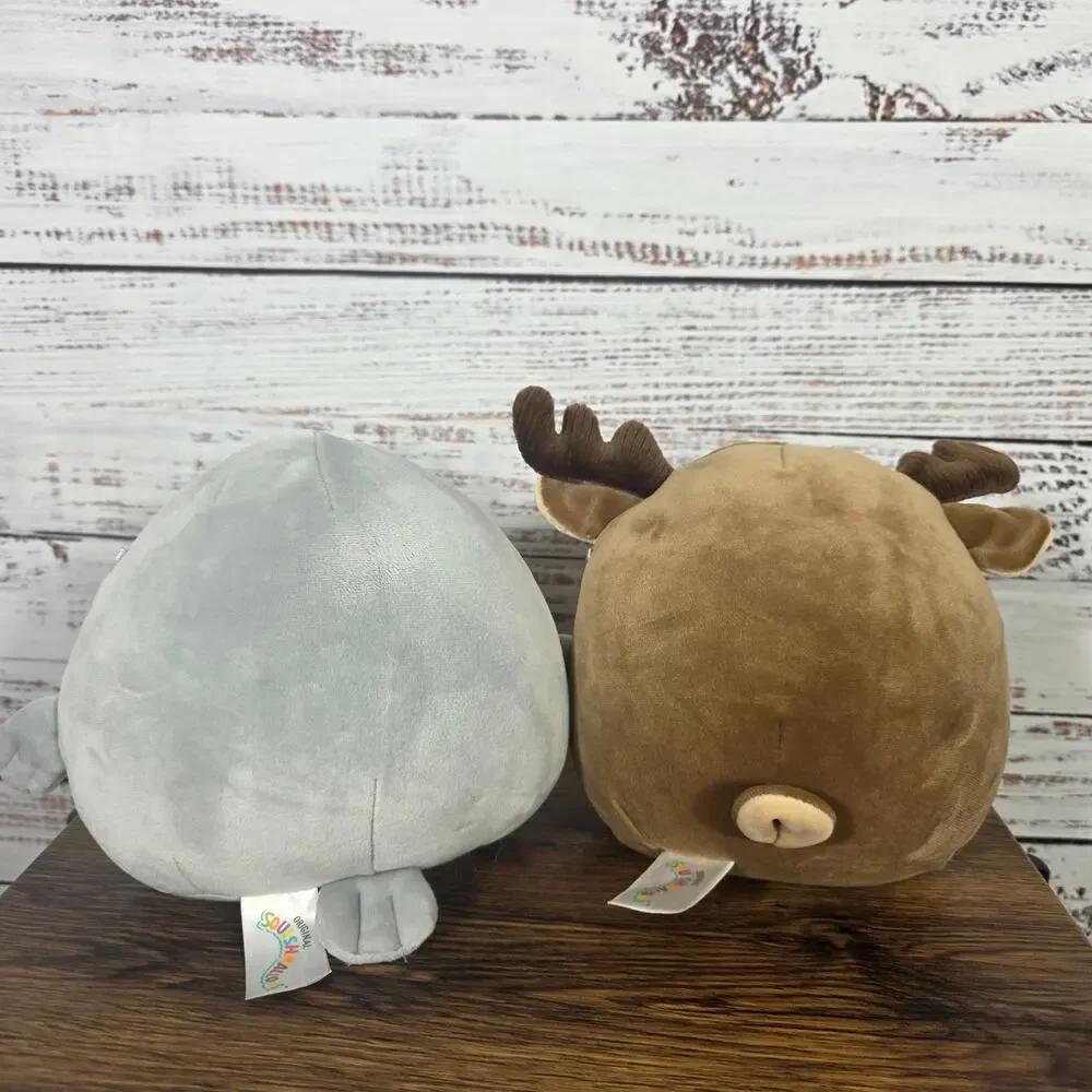 Squishmallows Plush Lot of 2 Gray Seal & Brown Moose Reindeer Stuffed Animal